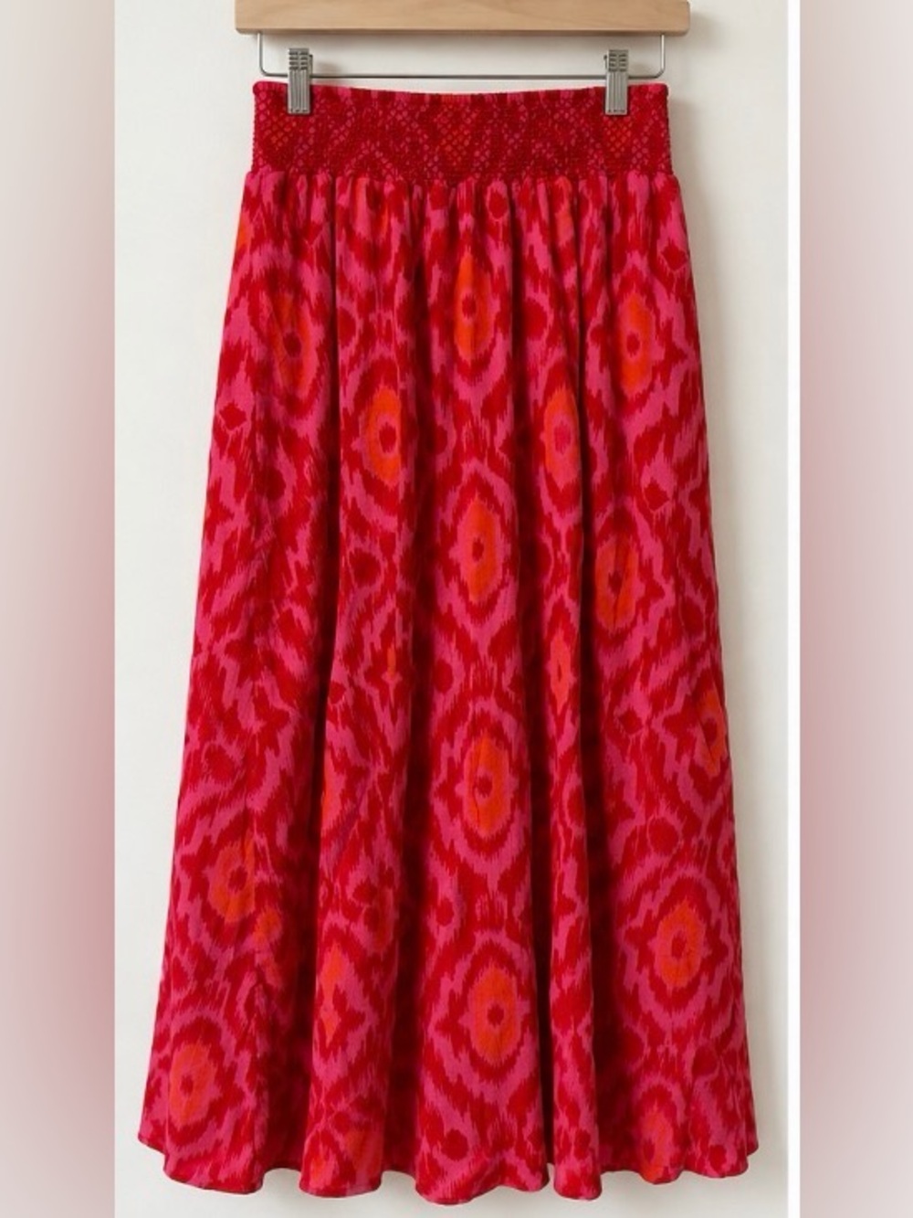 Old Navy Red and Pink Printed Maxi Skirt